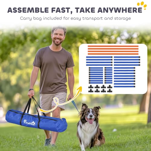 PawHut Dog Agility Training Equipment, Adjustable Height, 4 Pieces, Orange