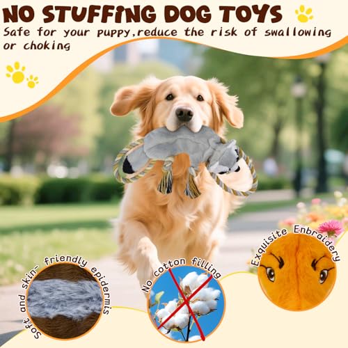 No Stuffing Rope 3-Pack Dog Toys, Chew Toys for Medium, Large Pets - color: Orange, Grey, Coffee