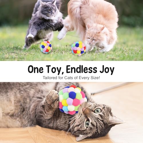 Vila 3 Soft Plush Fuzzy Balls with Bells Cat Toy, Enrichment, Multicolor