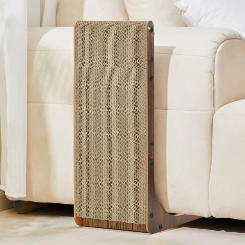 26.8 Inch Cardboard Cat Scratching Post for Indoor Cats 2-Pack - size: 26.8 Inch 2-Pack Walnut Color