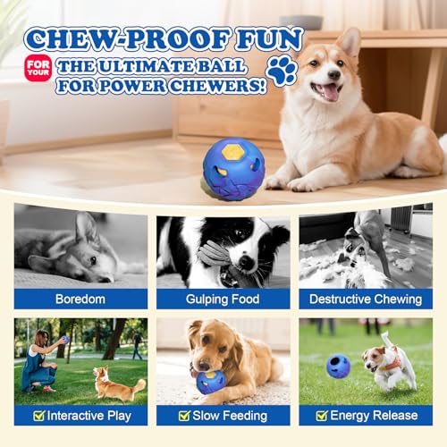 Interactive Dog Chew Toy, Large Enrichment Frozen Treat Chew Ball - color: Blue, size: Large