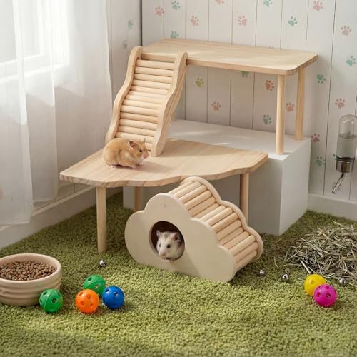 Breezehug 4 Pcs Hamster Cage Accessories Hamster Platform Toy, Cloud - style: Cloud