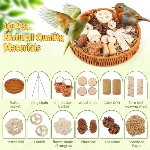 Bird Toys Natural Bird Foraging Toys Parrot Shredding Toys(Large)