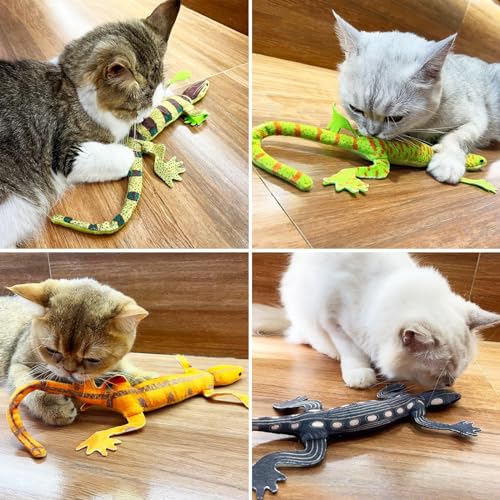 CiyvoLyeen Plush Lizard Catnip Toys for Indoor Cats 4 Pack - style: 4 Lizards
