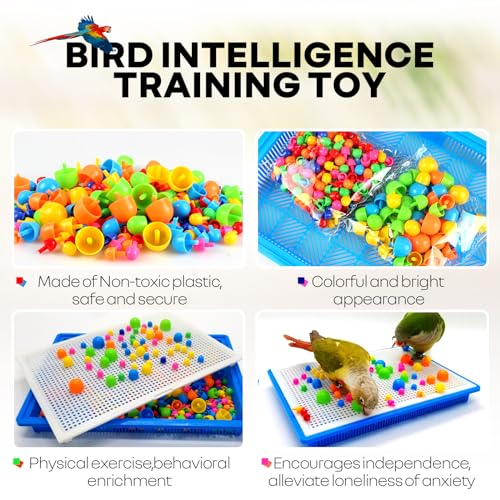 QBLEEV Parrot Puzzle Toys - Bird Intelligence Training, Parakeet & Conure Cage Accessories, Cockatiel Foraging & Chewing Toys - color: Mushroom Toy