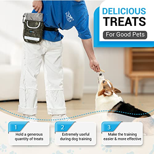 Dog Training Treat Pouch – Treat Bag for Dog Training with Built-in Poop Bag Holder – Waist Dog Training Pouch with Reflective Strips – Fanny Pack for Dog Training - color: Camo Green
