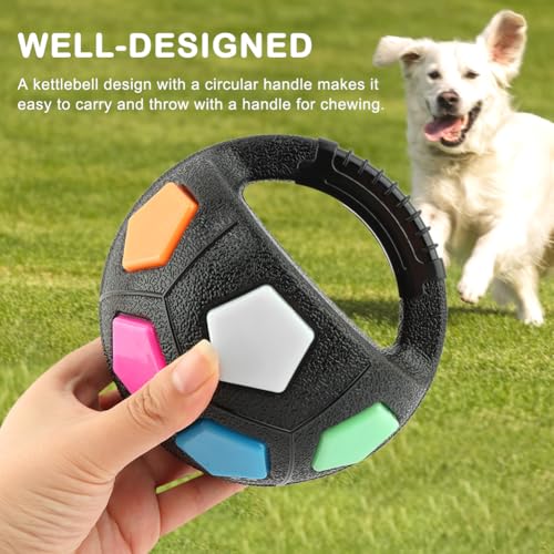 Dog Calming Ball with Handle -Squeaky Floating Rubber Dog Soccer Ball,Black - color: black