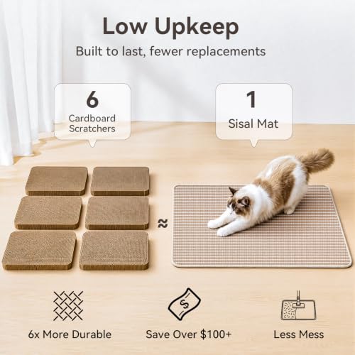 Large Cat Scratcher Mat, 39.3"×23.6" Sisal Cat Scratch Pad - color: Beige, size: 1 Pack-39.3"x23.6"