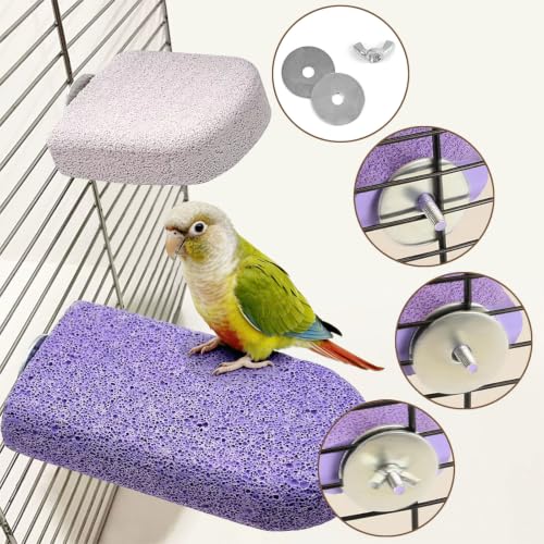 4 Bird Beak Grinding Stone Parrot Perch Stand for Small Birds - color: Cyan-Purple-Pink, size: Big
