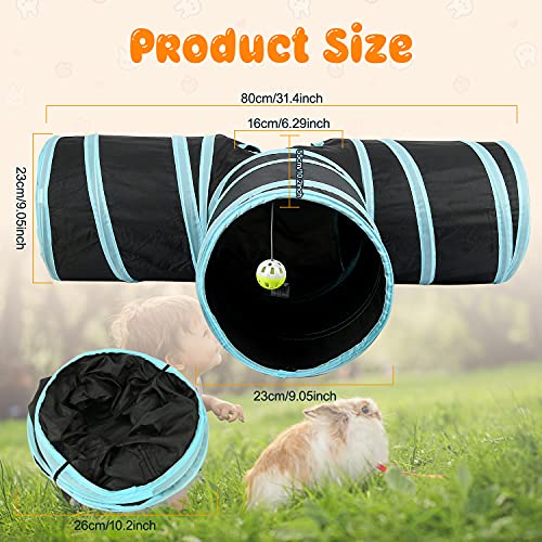 BWOGUE Bunny Tunnels & Tubes, 3-Way Collapsible Rabbit Hideout for Bunnies - color: Grey