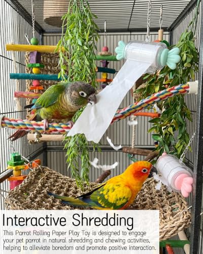Parrot Rolling Paper Play Toy for Parakeet Cockatiel Conure, Green - color: Green