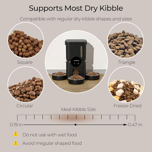 Automatic Cat Feeder for 3 Cats, 6L 2.4G WiFi Feeder, Slow Feed, Black - color: Black