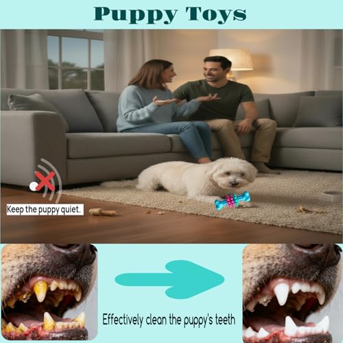 Puppy Teething Toy, Durable Chew Toy for Small Dogs, Interactive Bone Toy to Keep Puppies Busy, Teeth Cleaning Dog Toy for Small Breeds - color: Blue