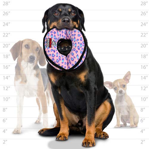 TUFFY® 2 Pack Ultimate 4Way Ring Ultra Durable Plush Dog Toys - color: 2PK Pink Leopard 4Way Ring