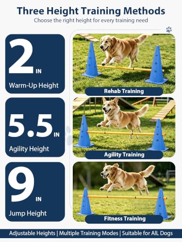 Dog Agility Training Hurdle Cone Set, Adjustable Dog Agility Equipment Obstacle Course Backyard Equipment for Pet Exercise 6 Set - color: Blue