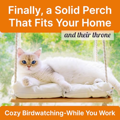 Cat Window Perch with Industrial-Grade Suction Cups - Solid Pine Wood Hammock Bed, Soft Cushion - 42 lb Capacity for Cats Inside - color: Beige, size: Medium
