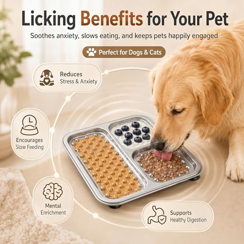 Stainless Steel Lick Mat for Dogs & Cats, Large Non-Slip Slow Feeder Pad with Suction Cups, Chew-Proof Dog Licking Mat for Anxiety Relief, Bathing & Grooming Time - size: 1 Pack