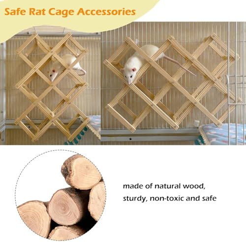 Kiln-Dried Wood Rat Climb Toy, Hanging Cage Ladder Activity (L, 1pc) - style: L, 1pc