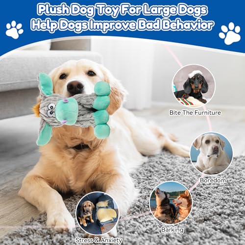 loncoldy Dog Toys, Interactive Dog Squeaky Toys, Tough Crinkle Stuffed Animal Chew Toy for Medium, Small, Puppy Breeds, Plush Toy to Keep Them Busy, Pet Toys for Dogs - color: lake blue