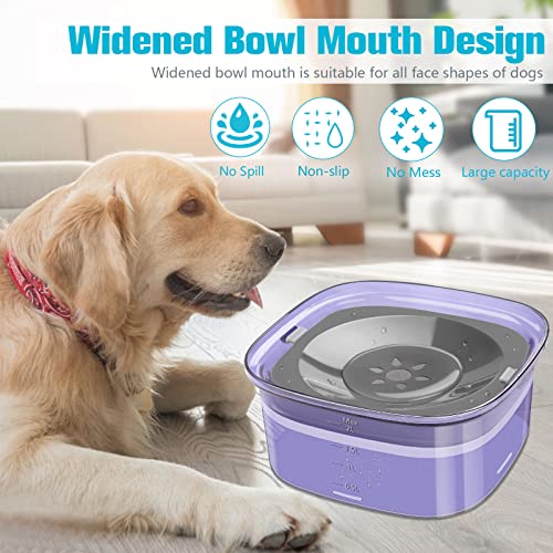 UPSKY 70oz Dog Water Bowl, No Spill Slow Drinking Feeder for Messy Drinker - color: Purple, size: 2 L