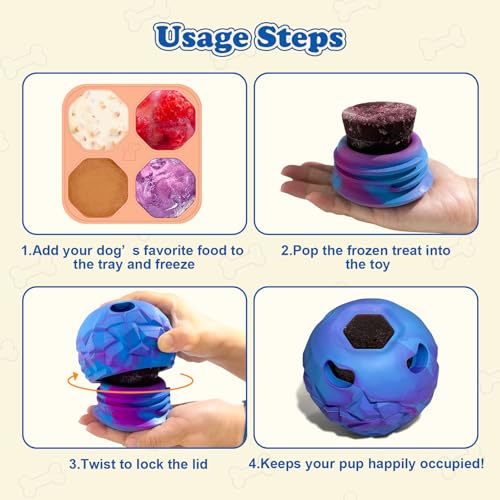 Interactive Dog Chew Toy, Large Enrichment Frozen Treat Chew Ball - color: Blue, size: Large