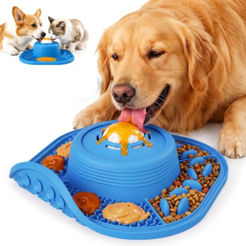 VIOWEY 3-in-1 Dog Slow Feeder Bowl, 10-Inch Removable Large Non-Slip Feeder - color: Blue