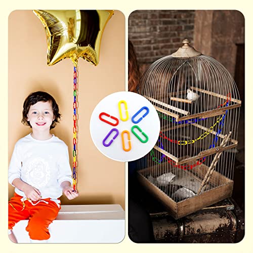JIALEEY 100PCS Plastic Chain Links, Children's Learning Toy, Mix Color Rainbow DIY C-Clips Chains Hooks Swing Climbing Cage Toys for Bird Sugar Glider Rat Parrot - size: Bird, Rat