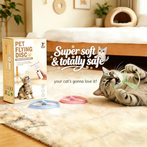 10Pcs Cat Toy Flying Discs, Interactive Cat Fetch Toy for Indoor Cats, Chasing Hunting Training Toys for Kittens & Adult Cats（10Pcs） - color: 10 PCS Disc