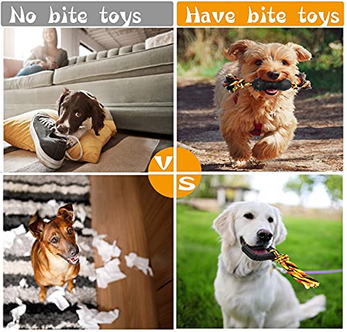 Yipetor Durable Dog Chew Toys 6 Pack, Cotton Rope Rubber Dog Toys - style: 6Pack-Medium Dogs