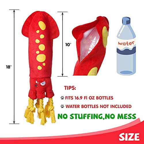 lilfrd Water Bottle Octopus Dog Toy, Squeaky Rope Stuffless Toys for Dogs - style: Octopus