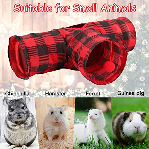 YUEPET 3 Way Bunny Hideout Tunnel, Guinea Pig Toys, Red Plaid - color: Plaid