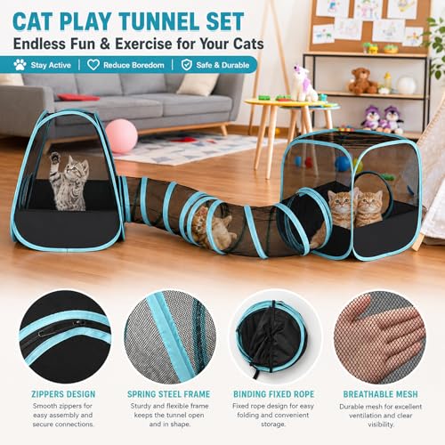 Rabbit Playpen with Tunnel, Bunny Tunnel Tent for Indoor Rabbits