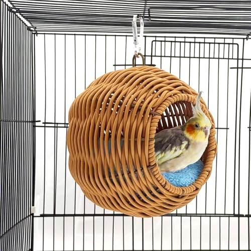 Rattan Bird Nest for Cage Hanging Parrot Breeding Nesting House - style: Circular opening