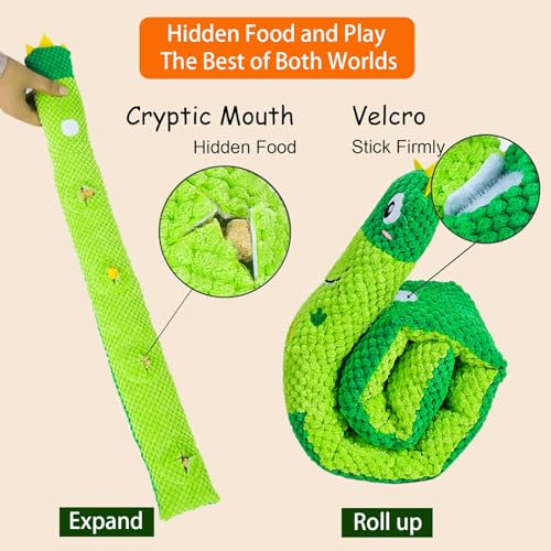 Plush Dog Toys, Long Foldable Squeaky Chew Pet Toys (Blue Dinosaur) - color: Green Dinosaur