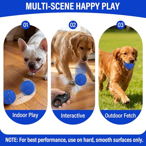 Smart Interactive Dog Ball with Remote Control for Medium Large Dogs - color: Bright Blue
