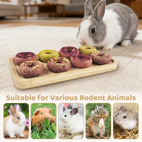 Fhiny 20 PCS Rabbit Chew Toys, Natural Timothy Grass Rabbit Treats with Three Flavors of Fruits and Vegetables, Strawberry and Oat, Small Animal Molar Toys for Chinchillas Guinea Pigs Hamsters