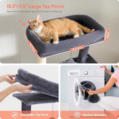 Cat Tree for Indoor Cats, 56.3" Multi-Level Cat Tower with 2 Condos - color: Dark Grey, size: 56 Inches
