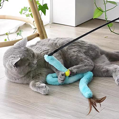 Cat Toys for Indoor Toys,Rainbow Cat Wand Toys,Feather Flips Plush Ball Cat Toys,Interactive Feather Toy for Teaser Play and Chase Exercise with Kitten 3 Pack (Pack 3) - color: pack 3
