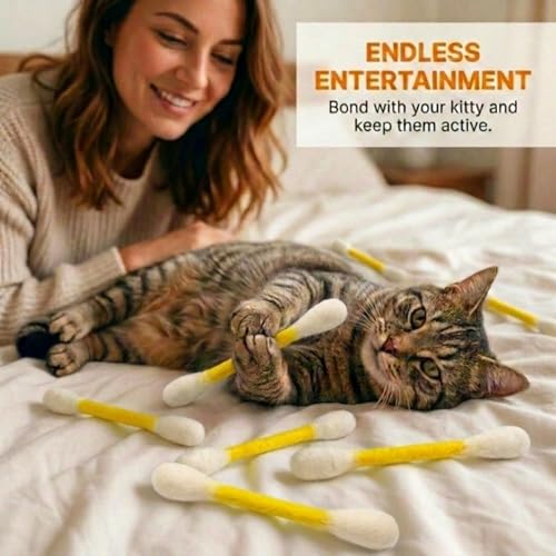Glaciart One Swabs Cat Toys with Catnip - 6 Pk | Durable for Chew, Cute Cat Toys Interactive Kitty for Boredom, Exercise, & Play | Filled w/Organic Catnip for Anxiety & as Digestive Aid | Gift Idea - color: Yellow Swabs, size: Regular