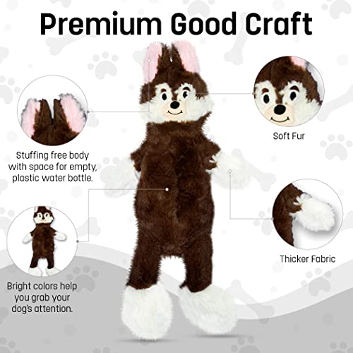 FGA MARKETPLACE Frog Rabbit and Fox Flat NO Stuffing NO Squeak Plush Dog Toy, Funny Style Will Entertain Your Pet for Hours, Recommended for Small and Medium Dog 21 INCH Long - color: FROG-PINK RABBIT-FOX