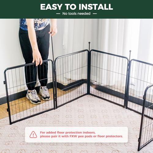 FXW Rollick Dog Playpen, Indoor, Yard & RV Camping, 24" H, 48 Panels - color: Black, size: 24"H