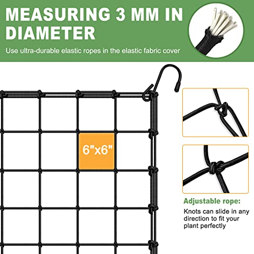 BSTPCOO 5x5 Heavy Duty Scrog Net with Hooks, Stretchy Net for Grow Tents - size: 6" Mesh-5 X 5 FT