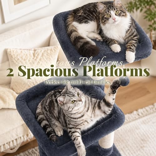 Hey-brother Cat Tree Tower with Steped Climbing Condos, Platforms, MPJ061G - color: Smoky Gray