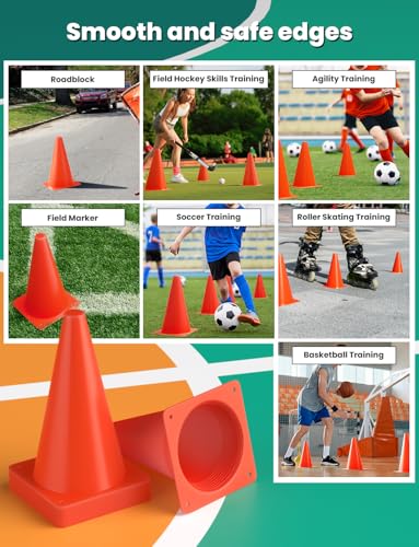 GHB Soccer Cones 7" 9" of 12 24 Pack Disc Soccer Sport Cones - color: 9" 12Pcs orange