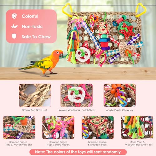 KATUMO Bird Toys, Large Bird Foraging Wall Toy, Woven Climbing Hammock Mat - color: Color