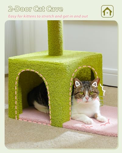 MUTTROS Flower Cat Tree with Large Metal Frame Hammock, 35" Cute Cat Tower with Sisal Scratching Posts for Small Indoor Cats, Cat Condo with Pink Top Perch for Kittens, Pink - color: Pink, size: 35" Upgraded Flower Cat Tree