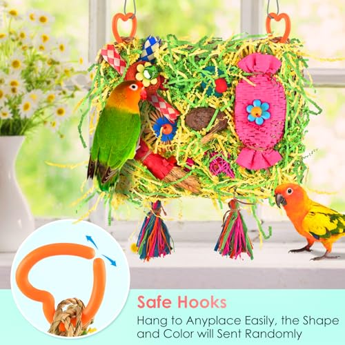 KATUMO Bird Toy, Large Size Grass Mat Foraging Shredding Hanging Toy - color: Yellow