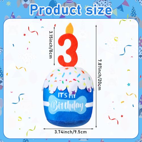 Dansydaisy Dog Birthday Cake Toy Squeaky Plush Gift,3rd,Blue - color: Blue, style: 3rd