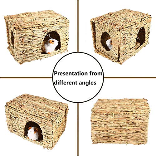 Tfwadmx Rabbit Grass House 2PCS, Extra Large - Natural Hand Woven Seagrass Play Hay Bed, Hideaway Hut Toy for Bunny Hamster Guinea Pig Chinchilla Ferret - size: 2pcs (14.6 x 11.4 x 10.2in)