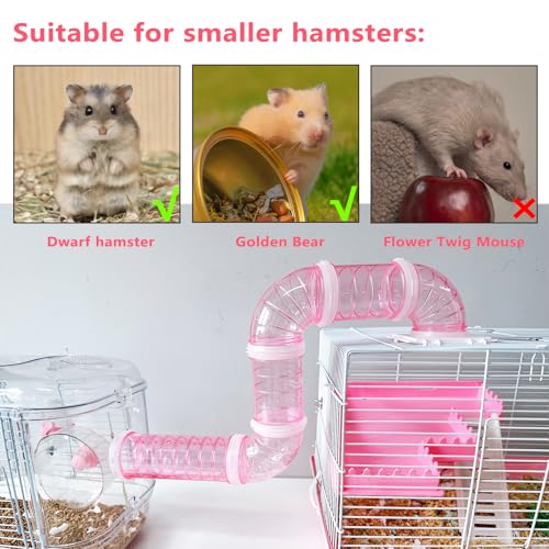 8pcs DIY Hamster Tunnel Tubes Toys for Dwarf Hamsters Gerbils Young Mice - color: Pink
